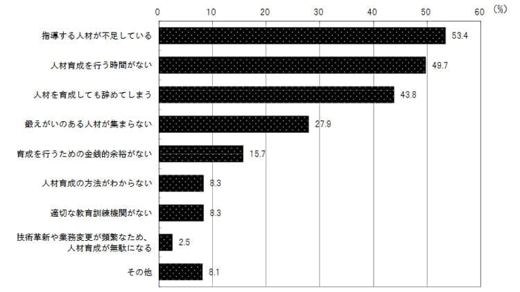 人材育成に関する問題点の内訳